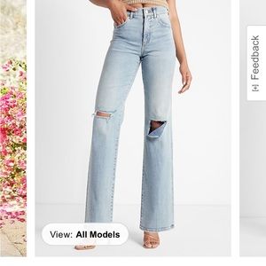Express High Waisted Light Wash Jeans